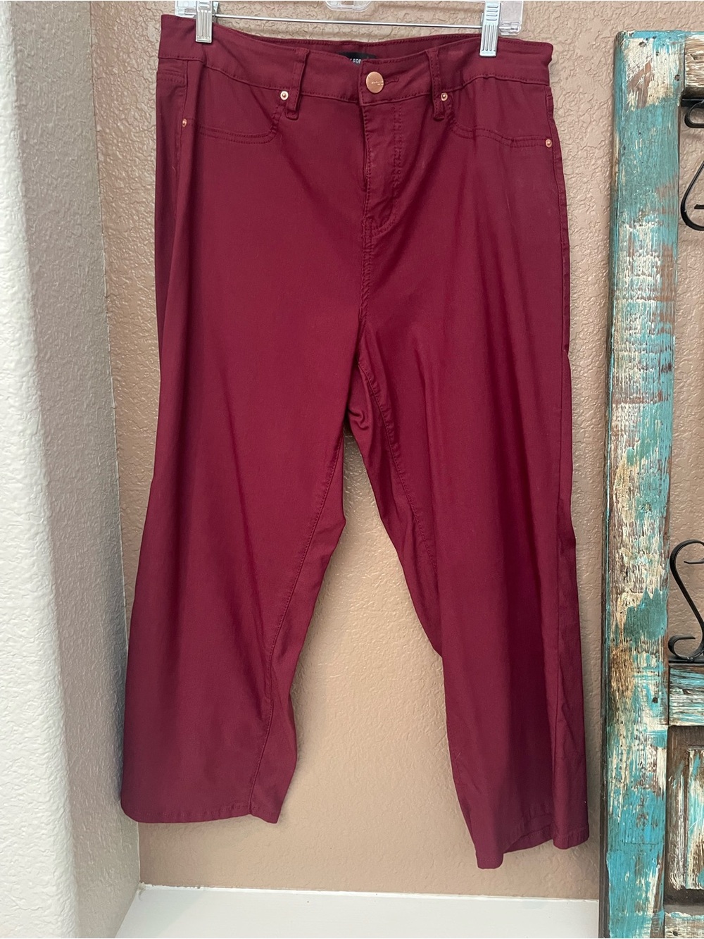 Royalty For Me Maroon Cropped Stretch Jeans